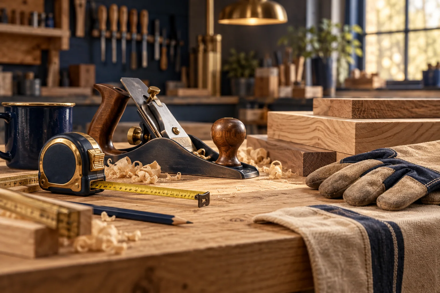 Werkzeug auf einer Werkbank als Symbol für Arbeitskraft im Handwerk